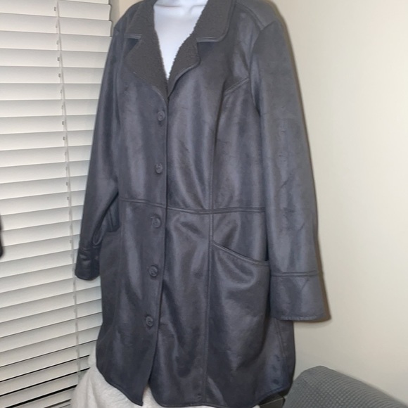 D & co. Denim & Company Grey Suede-like Coat Size 2X - Picture 1 of 10